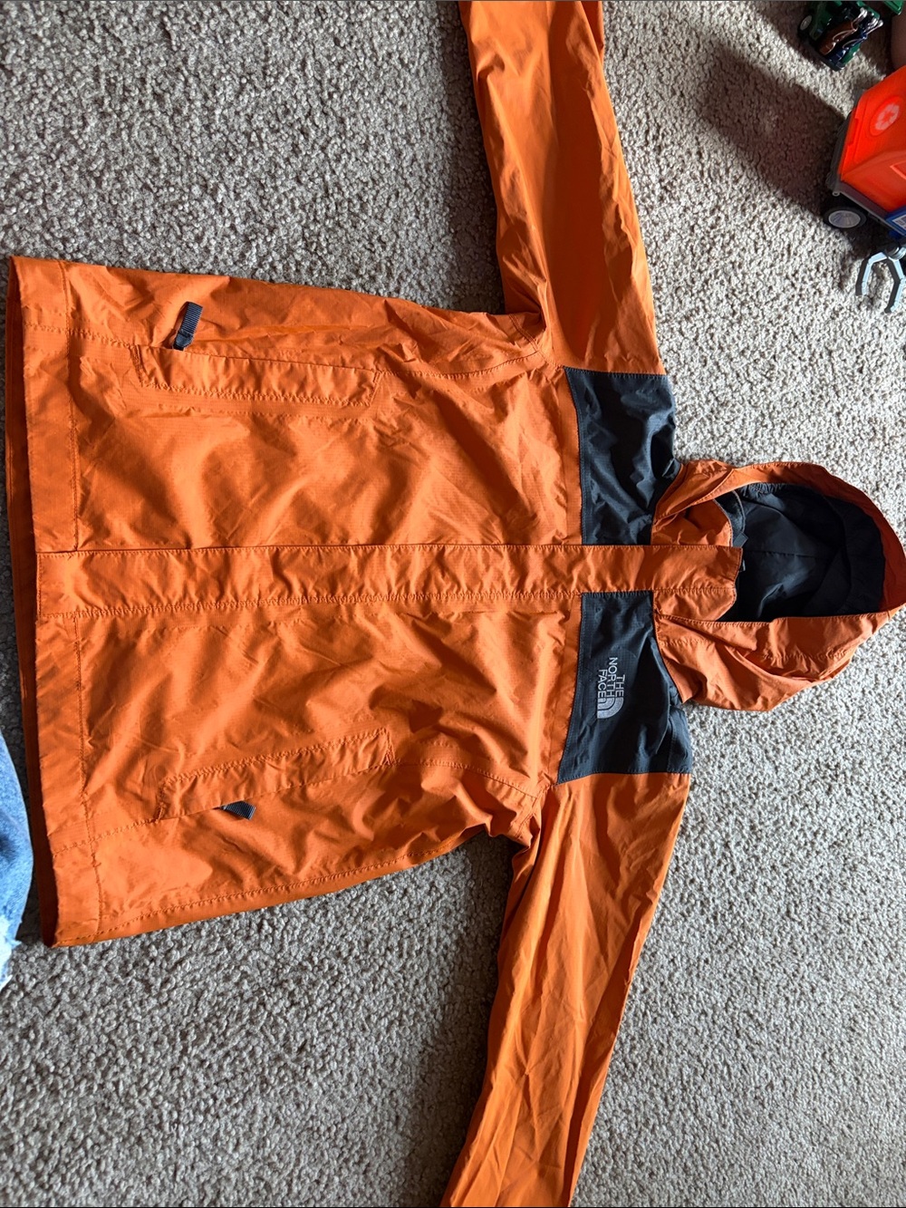 B54 Youth Md The North Face Orange Jacket with Black Shoulder Panels